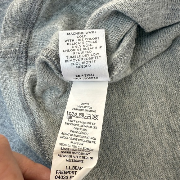 LL Bean Signature Gray Long Sleeve Henley Shirt Slim Fit Casual Mens Large - Picture 10 of 12